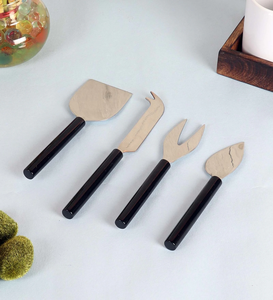 High Quality Stainless Steel Black & Silver Cheese <b>Knife</b> Set for Home Hotel or Restaurant Including Fork and Spoon - Product Image 6