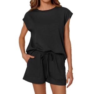 Nuevo 100% algodón transpirable conjuntos de mujer personalizar Casual liso pantalones cortos camisa conjuntos 2025 verano 2 piezas conjunto mujeres - Product Image 5