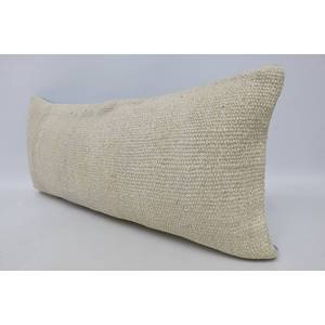 Vintage Floral Square Pillow 16x36 Inch Woven <b>Wool</b> and Linen Soft and Rustic Charm for Living Room Floor Off-<b>White</b> - Product Image 4