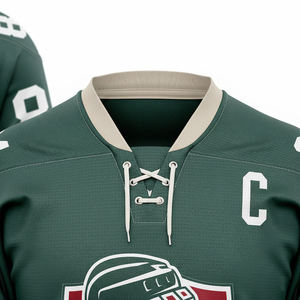 Maillot de hockey sur glace en polyester et élasthanne de couleur personnalisée, respirant, séchage rapide, broderie, logo personnalisé, pour hommes, adulte, entraînement d'équipe, en gros - Product Image 2