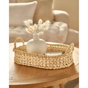 Vente en gros plateau de service en jacinthe d'eau naturelle perles en bois conçues pour fruits nourriture et assiettes café thé décoration de table à manger - Product Image 4