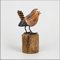 Figurine d'oiseau en bois artisanale, écologique et personnalisable, sculpture animale rustique, décoration de table pour salon