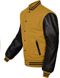 High Quality Breathable Wool/Viscose Shell Polyester/Cotton Coated Stand Collar Covered Button Front Logo Varsity <b>Jacket</b> Men's - Product Image 2
