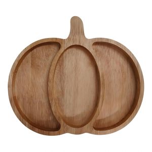 Plateau de service décoratif de luxe en bois en forme de citrouille, écologique, polyvalent, idéal pour les cadeaux et la présentation de plats, article à vendre - Product Image 3