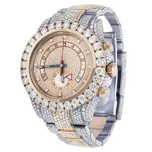 Reloj de Lujo Estilo Hip Hop de Acero Inoxidable con Correa de Cuero, Resistente al Agua, Esfera Analógica, Movimiento Mecánico, Diseño Unisex - Product Image 1