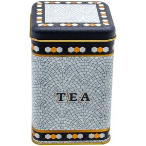 Boîte de rangement en métal Kontensan ER0225D 1,6 L, motif géométrique en mosaïque, 105x105x160 mm, carrée, pour le stockage et la conservation des aliments - Product Image 1