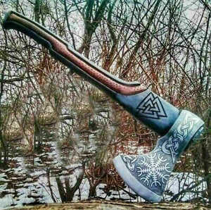 Hacha Tomahawk Artesanal de Acero Industrial con Alto Contenido de Carbono, Multiusos, para Camping, Supervivencia al Aire Libre, Mango de Madera Natural y Cuero - Product Image 4