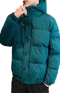 Chaqueta acolchada para hombre, abrigo de burbujas acolchado personalizado OEM, chaqueta de plumón de pato acolchada con capucha, chaqueta de burbujas de invierno brillante de dos tonos para hombre - Product Image 6