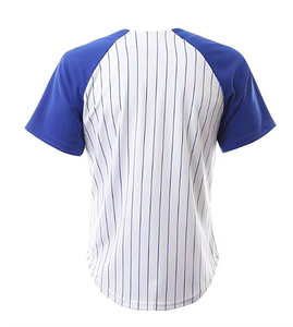 Premium Pinstripe Baseball Jersey Raglan Manga corta Hip Hop Active Shirt Button Fly Closure Tumble Dry Low - Product Image 3
