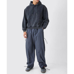 Streetwear personnalisé en coton plié à capuche de meilleure qualité lavé à la pierre à l'acide sweat à capuche respirant pour hommes - Product Image 3