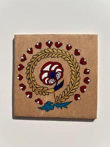 Sous-verres de Noël classiques en résine époxy en bois fabriqués à la main avec bordure plaquée or Dessous de verre festif au design unique - Product Image 5