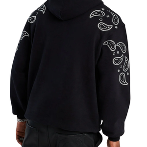 Sudadera con capucha negra de gran tamaño con diamantes de imitación, diseño de puntos, ropa de calle, Jersey de algodón pesado Unisex, sudaderas con capucha de moda de invierno de Hip Hop - Product Image 4