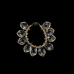 บริโอลไลท์ทรงเหลี่ยมขนาด 10x20x4 มม. สีขาวใสธรรมชาติ ควอตซ์คุณภาพดี ขายส่งสำหรับทำเครื่องประดับทอง 18K แบบหยดน้ำ เจาะรูสำเร็จ พร้อมจำหน่าย - Product Image 1