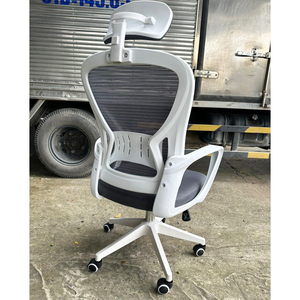 Silla de Oficina Ergonómica Contemporánea con Reposacabezas Ajustable y Diseño Elevable en Gris MF720 - Con Altura Ajustable, Tapizada en Tela PP PU - Product Image 5