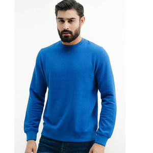 Sudadera de cuello redondo azul de gran tamaño para hombre de alta calidad 100% algodón logotipo personalizado estilo jersey con capucha cuello invierno - Product Image 4