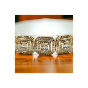 Bracciale da donna in acciaio con pregio in pietra Look oro 18cm
