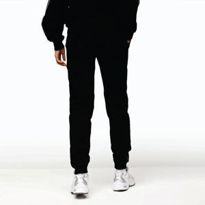 65% coton 35% polyester taille haute coupe bande de marque garniture dynamique jogger noir femmes survêtement bas - Product Image 2