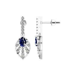 Boucles d'oreilles uniques 950 en platine saphir taille poire pierre précieuse Moissanite diamant balancent pour les fêtes cadeaux bijoux fins certifiés IGI - Product Image 2
