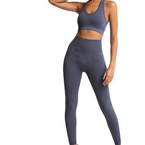 Conjunto de Yoga personalizado 2023 para mujer, nueva ropa deportiva, entrenamiento de gimnasio, patrón sólido, cierre de cintura elástica, función transpirable de talla grande - Product Image 3