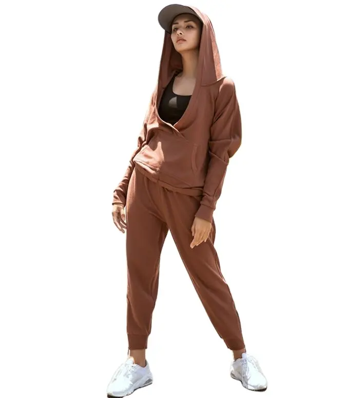 The new thickened double-sided velvet V-neck leisure suit two-piece tracksuit women's wear