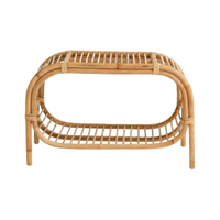 Étagère à chaussures réglable à 2 niveaux en rotin scandinave écologique pour salon et entrée, fabriquée au Vietnam