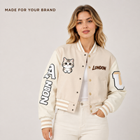Veste de baseball personnalisée pour femme, coupe courte, style universitaire, en mélange de laine, avec broderie chenille, fabrication sur mesure, marque privée
