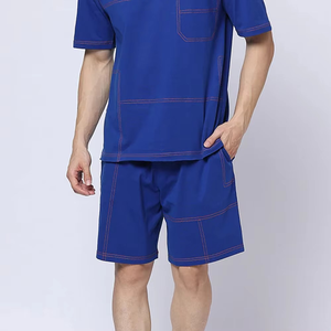 Conjunto doble de alta calidad y precio al por mayor para hombre, novedad de verano 2025, conjunto doble de dos piezas en color sólido, servicio personalizado OEM - Product Image 5