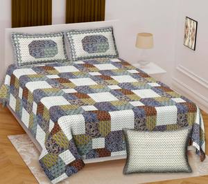 Nueva sábana con estampado de bloques indios hechos a mano con fundas de almohada Nuevo patrón de bloques redondos de algodón puro para uso doméstico - Product Image 5