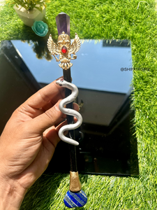 หินอเมทิสต์จุดที่สวยงาม Lapis Lazuli หัวใจคริสตัลไม้กายสิทธิ์ gol Egal SNAKE reiki ไม้กายสิทธิ์รักษานางฟ้าสไตล์ฮวงจุ้ยเสา - Product Image 4