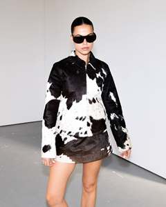 <b>Cow</b> <b>Print</b> 100% Genuine Leather <b>Skirt</b> Mid-Length Belted Women's Fashion Eoin Winston Sports Garments - Product Image 3
