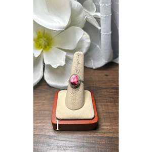 Handmade Navajo <b>Statement</b> <b>Ring</b> Rose Dahlia & Coral Bezel Set in Sterling <b>Silver</b> Everyday Wear Gemstone Jewelry - Product Image 1