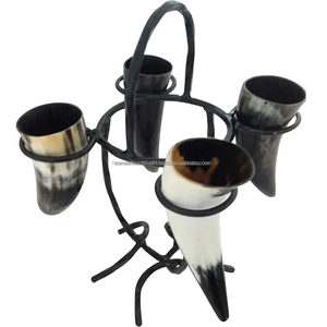 VIKING <b>DRINKING</b> <b>HORN</b> WITH IRON STAND FOOD SAFE TOTAL NO LEAKE HANDMADE NATURAL - Product Image 1