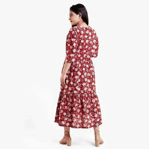 Indian <b>Cotton</b> Block Print Long Maxi Dress Casual Summer Wear Woman Long Dress Beach Dresses Nice Fashion Women's Fashion New - Product Image 2