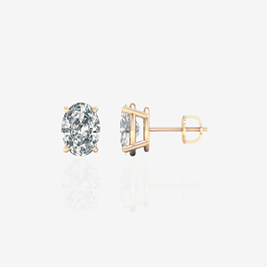 Oval Cut Moissanite Diamond <b>Stud</b> Sterling <b>Silver</b> <b>Stud</b> <b>Earrings</b> - Product Image 1