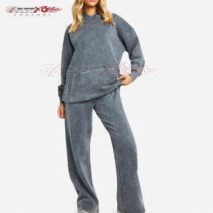 ชุดวอร์ม2ชิ้นผ้ายีนส์ระบายอากาศได้ดีสำหรับฤดูหนาวของผู้หญิงพร้อมเสื้อครอปแบบมีฮู้ดและกางเกงทรงเรียว100% - Product Image 6