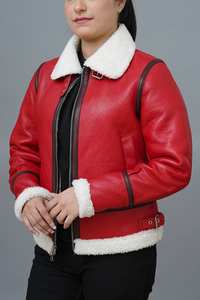 Blouson en cuir B3 Bomber en fourrure de mouton, mode masculine, moto, hiver, imperméable, réversible, écologique - Product Image 5