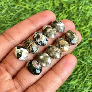 Natural Ocean Jasper Oval Rosecut Cabochon 14x10mm 10pcs Lot for Jewelry Making - Product Image 1