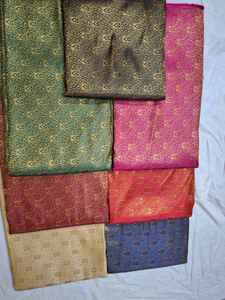 Lujosa tela de brocado de seda 100%, tela de punto bordada de Jacquard de alta calidad, tela no tejida transpirable con estampado metálico para niñas - Product Image 6