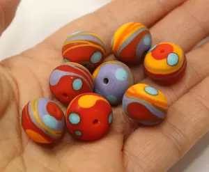 Cuentas de cristal mate redondas hechas a mano de Murano y cuentas de cristal rojo lavanda amarillo azul para pendientes fabricación de joyas VISHAL BEADS HANDICRAFT - Product Image 2