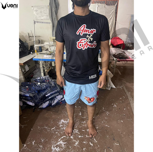 Ensembles de shorts d'été pour hommes DTG imprimé graphique en coton Vintage surdimensionné lavé à l'acide respirant sans manches - Product Image 3