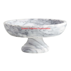 Bol de service en marbre naturel avec base trépied, pièce maîtresse de bol de fruits en pierre artisanale pour la décoration intérieure moderne et la vaisselle - Product Image 5