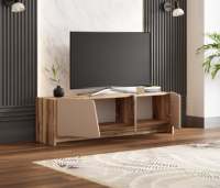 Moderno y Lujoso Mueble para TV Europa de 2 Piezas con Acabado Brillante Imitación Mármol para Sala de Estar y Uso Escolar, Fabricado en Turquía