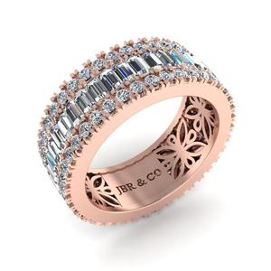 Baguette populaire et diamant rond plaqué or rose 925 argent pavé ensemble bande de mariage mode de luxe au prix de gros - Product Image 2