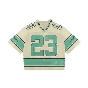 เสื้อเจอร์ซีย์เล่นฟุตบอลแบบตาข่ายสำหรับผู้ชายเสื้อยืดผ้าฝ้าย100% ทรงหลวมผ้าเจอร์ซีย์ตาข่ายพิมพ์ลาย - Product Image 1