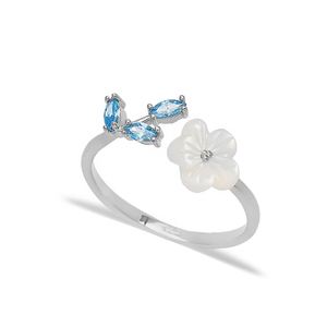 Dainty Aquamarine Stone Flower <b>Adjustable</b> Women <b>Ring</b> Turkish Wholesale Handmade 925 <b>Sterling</b> <b>Silver</b> Jewelry - Product Image 5