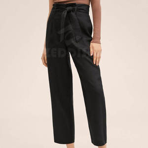 Pantalones de algodón transpirables medios para mujer, cierre elástico, ropa de trabajo informal de verano para exteriores, estilo frontal plano, MOQ bajo personalizado - Product Image 1