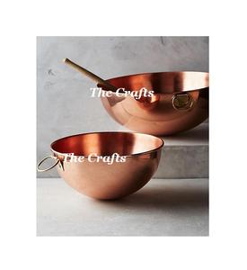 Cuenco de cobre para servir ensaladas con mango de metal Cuenco para servir dulces de forma redonda hecho a mano para uso doméstico y en la cocina - Product Image 6