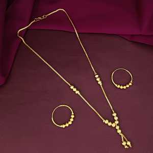 Indain fabricante joyería mayorista chapado en oro joyería Metal con cuentas nupcial boda collar conjunto con pendientes joyería para Wom - Product Image 2