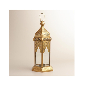 Linterna de hierro y vidrio de Metal hecha a mano, vajilla de diseño de lujo, decoración de boda interior, linterna de hierro de la India - Product Image 2