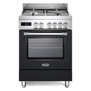 Cocina de gas de 4 quemadores con horno eléctrico PRO 66MAL Inox y negro Clase A (60x60x85,7cm) - Product Image 1